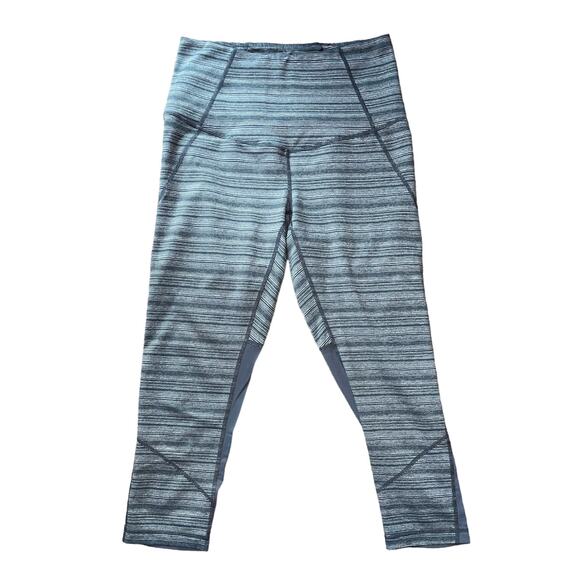 Zella Live In High Waisted Gray Mesh Stripe Yoga Crop Pant Size Small - Picture 2 of 8